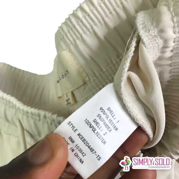 Melloday Women's Pants Drawstring Pull On White Stretch Pocket Trouser Bone Sz L - Picture 9 of 9